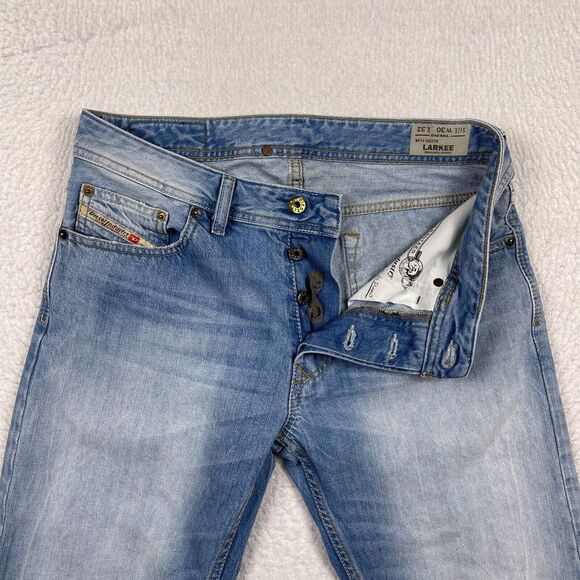 Diesel Jeans Mens 30x32 Blue Straight Larkee Button Fly (Hemmed Inseam‎ 26") - Picture 3 of 16